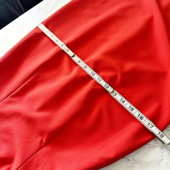 Milly Off-Shoulder Red-Orange Midi Dress - Picture 16 of 16